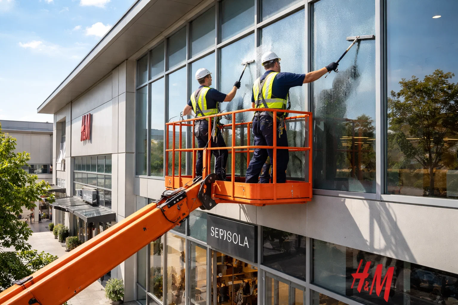 Lavage de vitre pour centre commerciaux | Groupe Impec