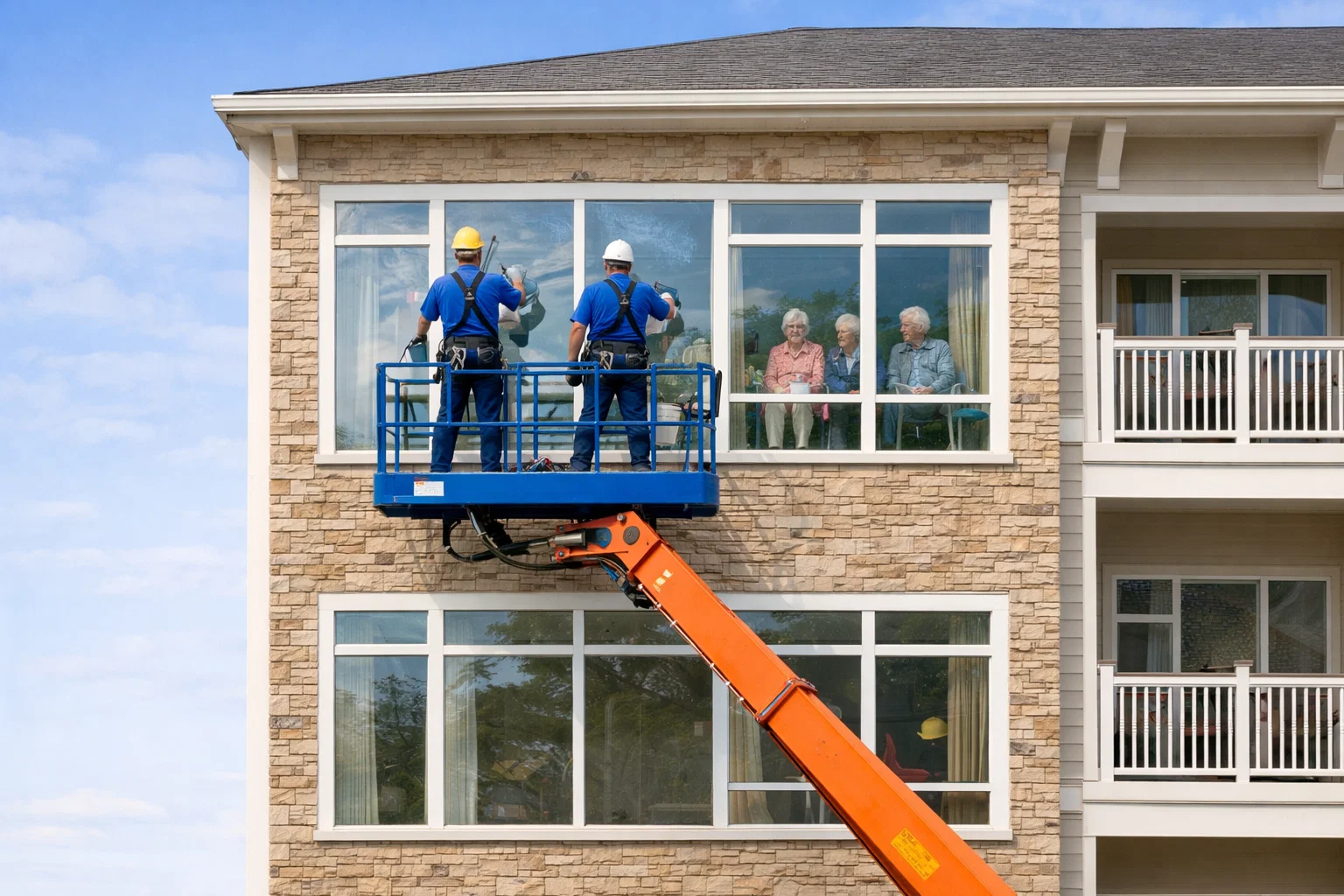 Lavage de vitres de résidence pour personnes âgées | Groupe Impec